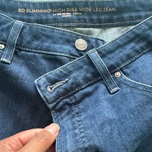 Chico's So Slimming High Rise Wide Leg Jeans in Dark Blue Denim